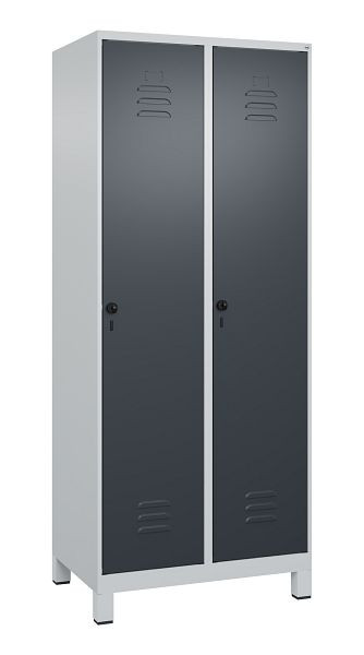 C+P luierkluis Classic PLUS met middenwand, voeten, 2 vakken, 1950x800x500mm, 7035/7016, veiligheidsdraaigrendel, 080010-22F S10014