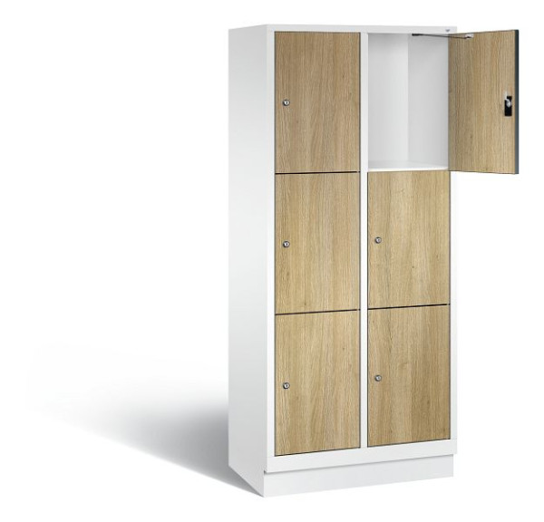 C+P lockerkast Evolo, H1800xW810xD500mm, kleur: verkeerswit / decor eiken Sereno, 48020-223 S10199