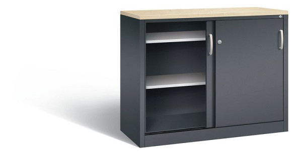 C+P dressoir met schuifdeuren Acurado, H1000xB1200xD500mm, kleur: zwart-grijs, beugelgreep, 2056-00 S10134