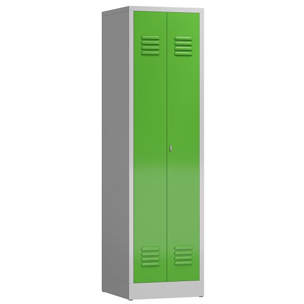 Lüllmann ClassiX multifunctionele locker, 2 compartimenten, 1800 x 500 x 500 mm, lichtgrijs/geelgroen, X-510705