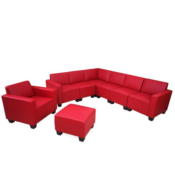 Mendler Modular Sofa System Bankstel Lyon 6-2, kunstleer, rood, 26330