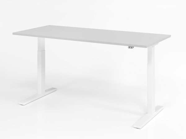 Hammerbacher bureau XMKA19, 180 x 80 cm, blad: grijs, 25 mm dik, ABS dikke rand, rechthoekige vorm, wit, VXMKA19/5/W