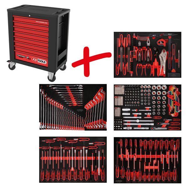 KS Tools PERFORMANCEplus werkplaatswagenset P15, met 262 gereedschappen en 5 laden, 815.5262