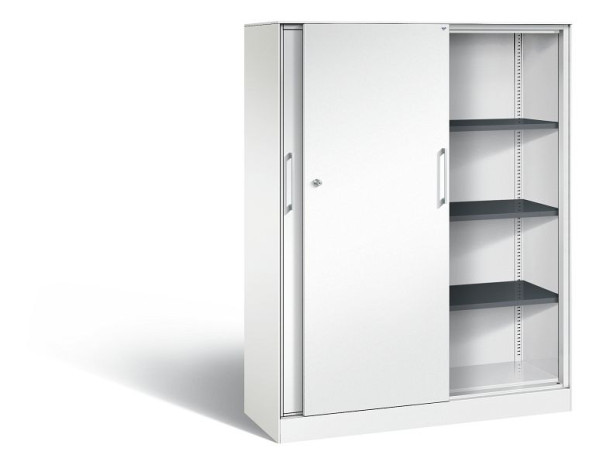 C+P schuifdeurkast Asisto, H1635xB1200xD435mm, kleur: verkeerswit, beugelgreep, 4 niveaus, 142011-000 S10058