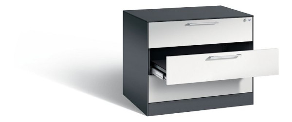 C+P archiefkast Asisto, H710xB800xD600mm, kleur: zwartgrijs/lichtgrijs, beugelgreep, 146273-323 S10023