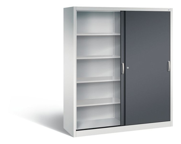 C+P schuifdeurkast Acurado, H1950xB1600xD500mm, kleur: lichtgrijs/zwartgrijs, beugelgreep, 5 niveaus, 2150-00 S10121