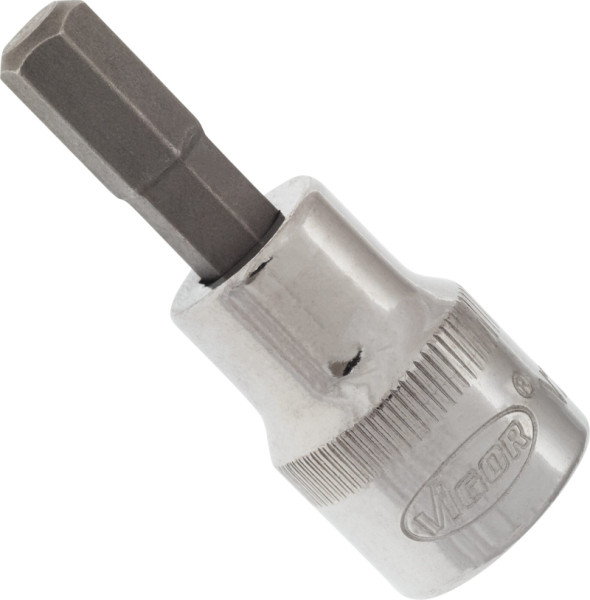 VIGOR-schroevendraaierbit, hol vierkant 10 mm (3/8 inch), binnenzeskantprofiel, 7 mm, lengte: 49 mm, voor handbediening, V2281N