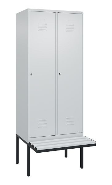 C+P Umkleidespind Classic PLUS, 2 Abteile, 2120x800x815mm, 7035/7035, Zylinderschlösser, 0800407-22 S10024