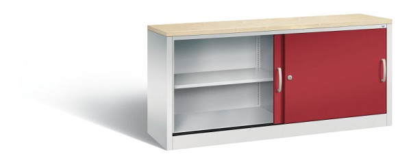 C+P dressoir met schuifdeuren Acurado, H720xB1600xD400mm, kleur: lichtgrijs/robijnrood, beugelgreep, 2 niveaus, 5724-00 S10415