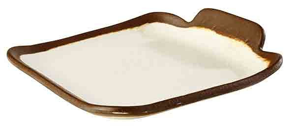 APS bord -CROCKER-, 14 x 13 cm, hoogte: 2,5 cm, melamine, crème, met bruine rand, 84567