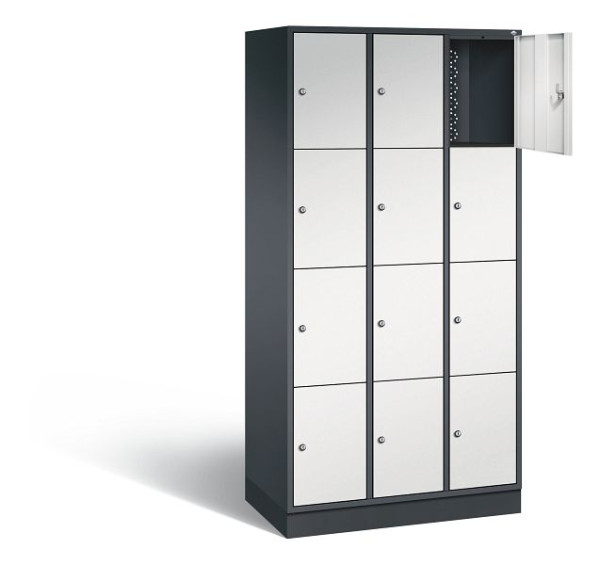 C+P lockerkast Intro, H1950xW920xD490mm, kleur: zwartgrijs/lichtgrijs, 8470-301 S10139