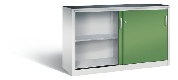 C+P schuifdeurkast Acurado, H1000xB1600xD500mm, kleur: lichtgrijs / reseda groen, beugelgreep, 2156-09 S10064