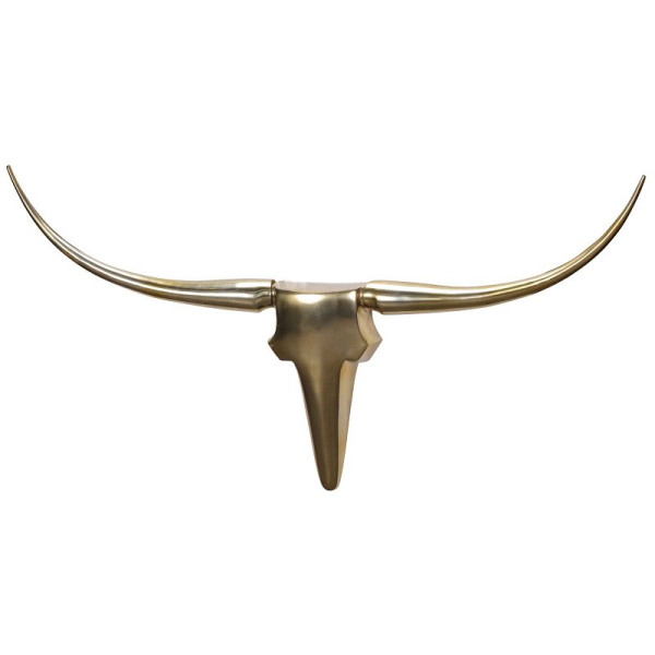 Wohnling wanddecoratie gewei stier L 125 cm aluminium goudkleurig, WL1.391
