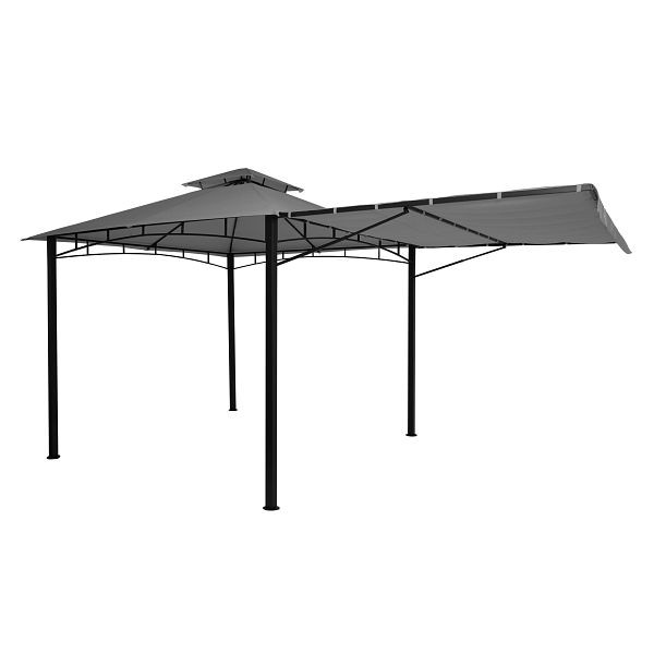 Mendler Pergola HWC-F94, tuinpaviljoen, stalen beweegbare zijwand 2,5x2,5m, grijs, 70678