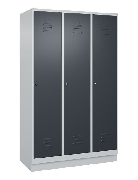 C+P luierkluis Classic PLUS met middenwand, bodem, 3 vakken, 1950x1200x500mm, 7035/7016, cilindersloten, 080020-32F S10023