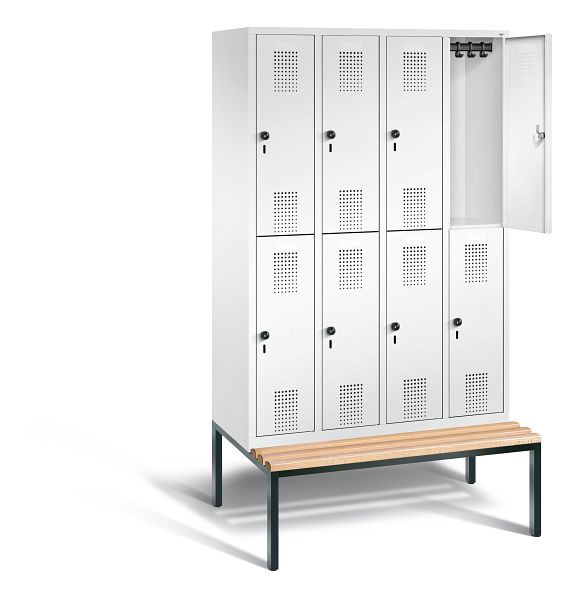 C+P locker dubbellaags Evolo, H2090xB1190xD815mm, kleur: verkeerswit, 48350-40 S10364