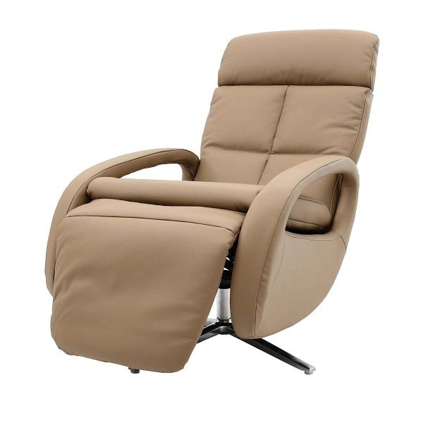 Mendler relaxstoel HWC-L11, design tv-stoel, tv-stoel, ligstoel, ligfunctie, volledig leer, taupe, 98401