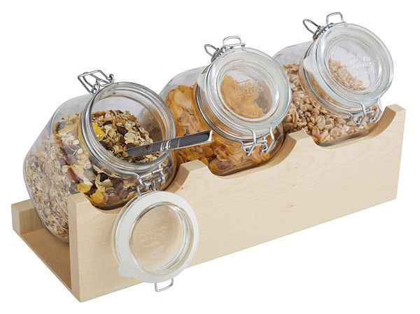APS buffetstandaard -GOOD MORNING-, 43 x 17 cm, hoogte: 13,5 cm, massief esdoorn, set van 4, 13965