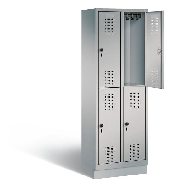 C+P locker, dubbellaags Evolo, H1800xB610xD500mm, kleur: wit aluminium, 48320-20 S10096