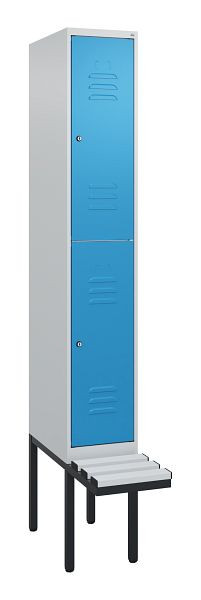 C+P dubbeldekskast Classic PLUS, 2120x300x815mm, 7035/5012, cilindersloten, met basisframe en zwevende zitting, 0803407-10 S10019