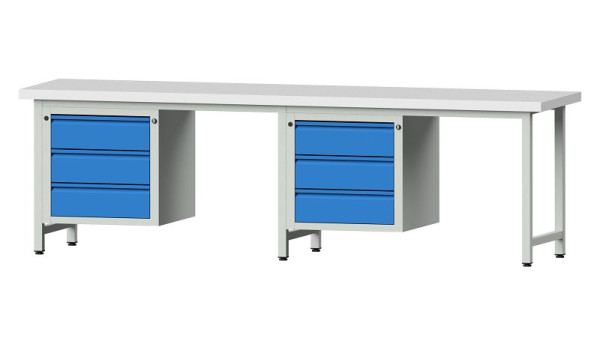 ANKE werkbanken combinatie werkbank, model 736 E, 2800 x 700 x 850 mm, RAL 7035/5012, KSP 50 mm, 511.011