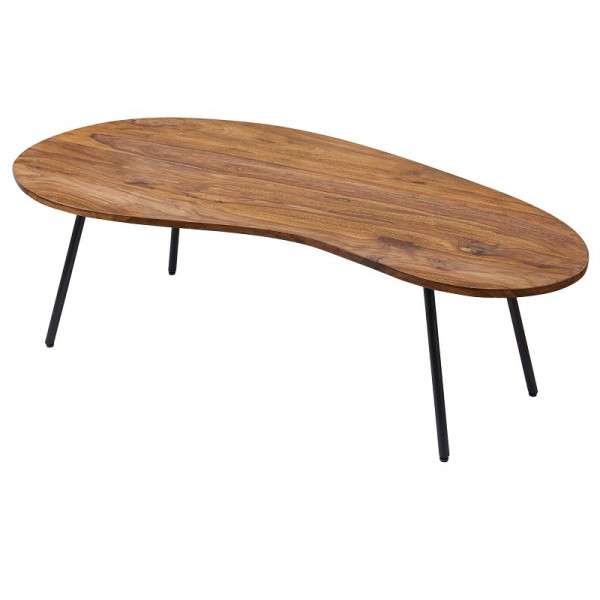 Wohnling Design salontafel 122 x 36 x 63 cm Sheesham met metalen poten zwart, WL5.617