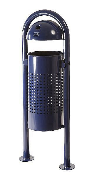 Renner staande afvalcontainer ca. 40 L, met halfbolvormig dak inclusief asbak (ca. 4,5 L), thermisch verzinkt, geperforeerd, 7029-30FV