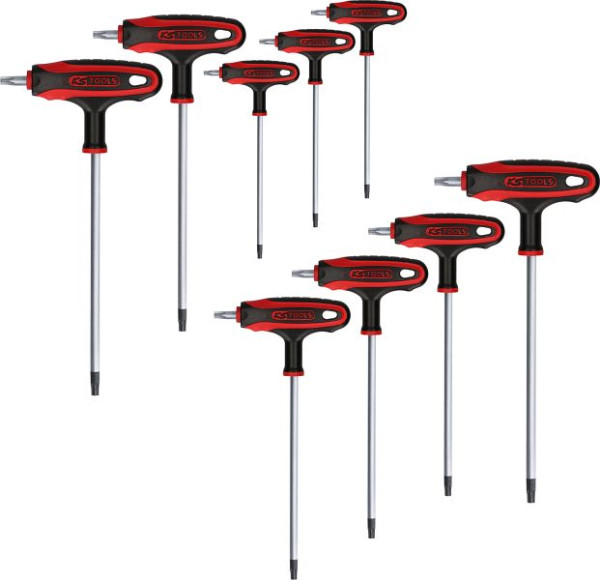 KS Tools T-greepsleutelset, Torx met gat, 9-delig TB10-TB50, 151.8160