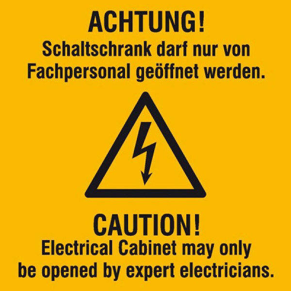 Stone HGS elektrisch markering/waarschuwingscombinatiebord, LET OP! Schakelkast mag alleen ..., 2 talen, 21.0648