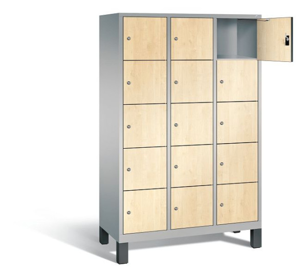C+P lockerkast Evolo, H1850xB1200xD500mm, kleur: wit aluminium / Donau esdoorn decor, 48010-325 S10145