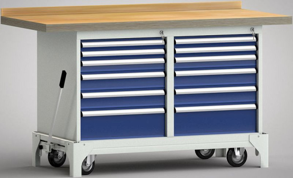 KLW mobiele standaard werkbank - 1500 x 700 x 866 mm L x B x H, WS782N-1500M40-E7028
