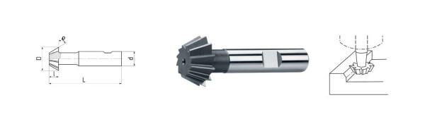 ELMAG HSS Co5 hoekfrees DIN1835B, Ø 16,0 x 4,0 mm, 45°, 73700