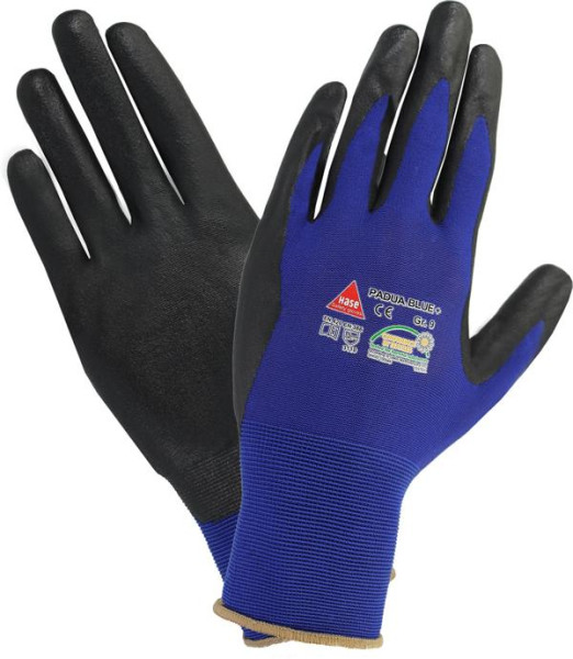 Hase Safety PADUA BLUE +, 5-Fg.-Sicherheitshandschuhe, Nylon/PU, Größe: 6, VE: 10 Paar, 508260-6