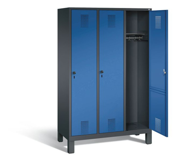 C+P Evolo kleerkast, H1850xB1200xD500mm, kleur: zwartgrijs / gentiaanblauw, 48010-32 S10061