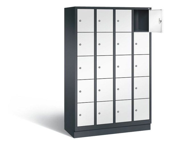 C+P lockerkast Evolo, H1800xB1190xD500mm, kleur: zwartgrijs / verkeerswit, 48020-405 S10295