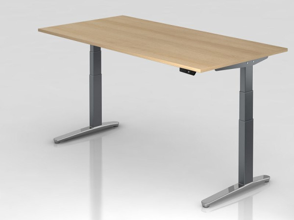 Hammerbacher elektrisch zit-sta bureau 200x100cm eiken/grafiet, gepolijst, rechthoekige vorm, VXBHM2E/E/GC