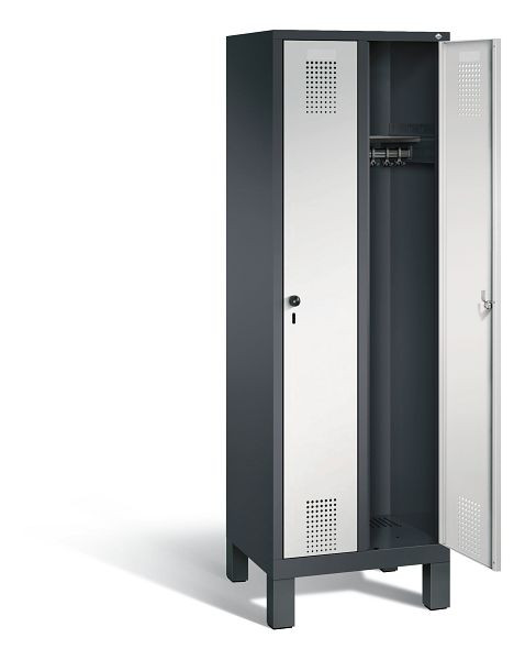 C+P garderobekast Evolo, H1850xB610xD500mm, kleur: zwartgrijs/lichtgrijs, 48010-20 S10029