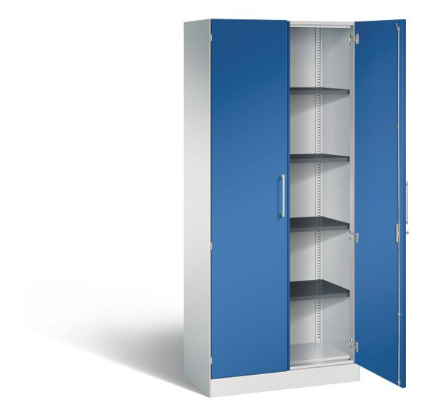 C+P vleugeldeurkast Asisto, H1980xB800xD435mm, kleur: lichtgrijs / gentiaanblauw, beugelgreep, 5 niveaus, 141003-000 S10073