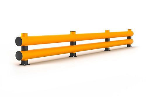 Ampere stootbeschermingsbalk van kunststof, dubbele plank, B 6000 mm, geel, 304890