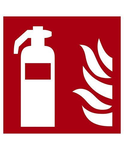 DENIOS brandbeveiligingsbord "Brandblusser", ISO 7010, aluminium, fotoluminescerend, 300 x 300 mm, verpakking van 5, 285046