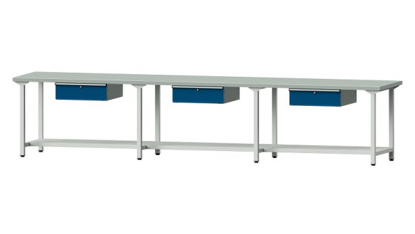 ANKE werkbanken werktafel, model 203, 4050 x 800 x 850 mm, RAL 7035/5010, ZBP 50 mm, 401.546
