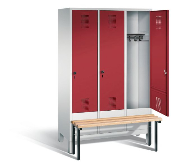 C+P Evolo garderobe, H1850xB1200xD815mm, kleur: lichtgrijs/robijnrood, 48030-32 S10029