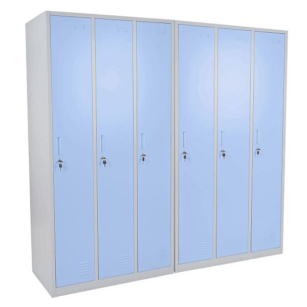 Mendler locker Boston T829, locker safe, metaal 6 vaks, blauw, 54025+54025
