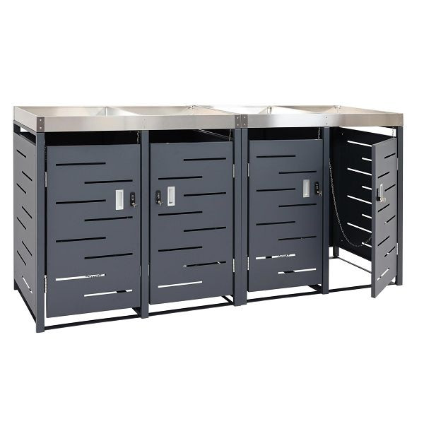 Mendler 4-rolbak bekleding HWC-H40b, rolcontainer, plantenbak RVS-metaal combinatie 78kg 101x51x59 uitbreidbaar, 2x99043+2x99044