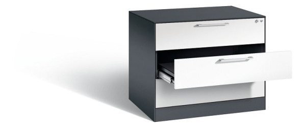 C+P ladekast Asisto, H710xB800xD600mm, kleur: zwartgrijs / verkeerswit, beugelgreep, 146273-324 S10026