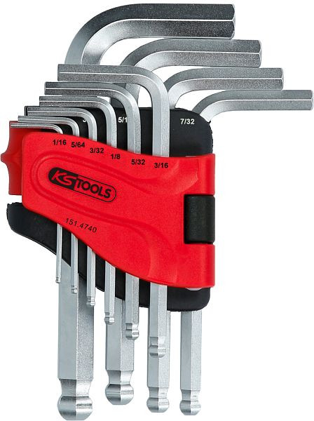 KS Tools Kogelkop-inbussleutelset, 10-delig, kort, 1/16"-3/8", 151.4740