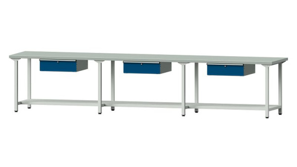 ANKE werkbanken werktafel, model 203, 4050 x 800 x 840 mm, RAL 7035/5010, ZBP 40 mm, 401.544