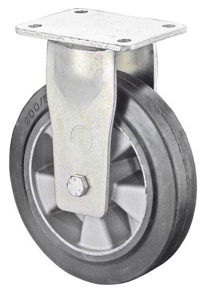BS Rollen zwaarlastwiel, bokwiel, wielbreedte 60 mm, wiel-Ø 300 mm, draagvermogen 700 kg, zwarte elastische banden, aluminium, kogellagers, RR110.B80.300