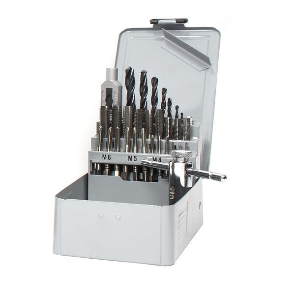 GSR handtapset 30-delig M3-M12 HSSG met tapsleutel nr. 1,1/2, gereedschapshouder nr. 1 en kerngatboren, 08308020
