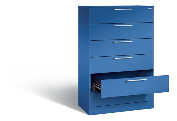 C+P archiefkast Asisto, H1310xB800xD435mm, kleur: gentiaanblauw, beugelgreep, stalen afdekplaat, 146023-623 S10031